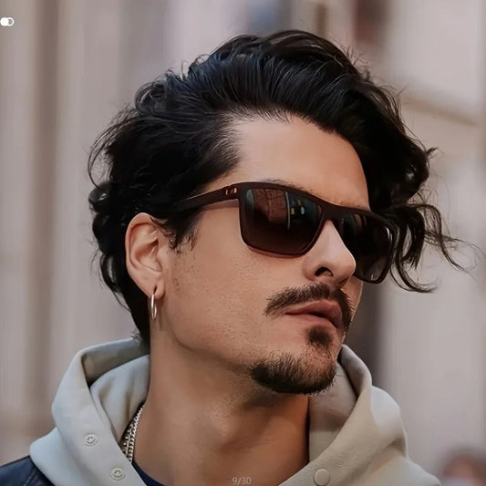 Men's black metal framed fashion sunglasses with TAC lenses, ideal for day and night driving and stylish daily leisure wear.
