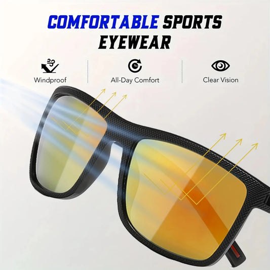 Men's black metal framed sunglasses with TAC lenses, ideal for day and night driving, stylish for daily leisure wear.