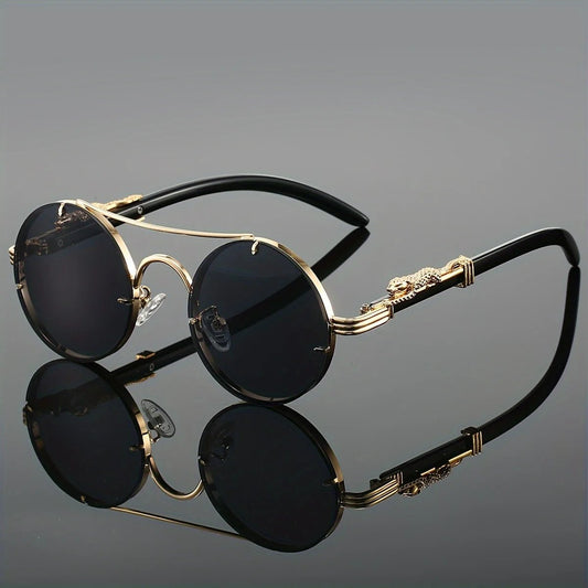 Men's black metal framed sunglasses with TAC lenses, designed for day and night driving, stylish for daily leisure wear.