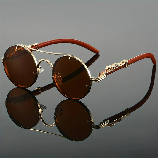 Men's black metal framed sunglasses with TAC lenses, ideal for day and night driving, stylish for daily leisure wear.