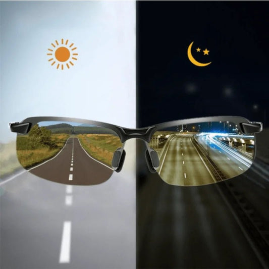 Men's black metal framed sunglasses with TAC lenses, ideal for day and night driving and stylish daily leisure wear.