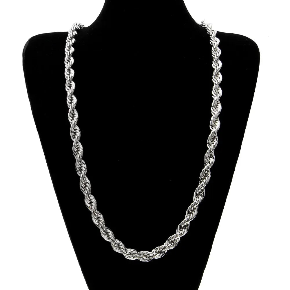 Men's Hip-Hop Gold-Plated Necklace, 1cm Twist Rope Chain, High Fashion Sense - MANDOTOS INTERNATIONAL