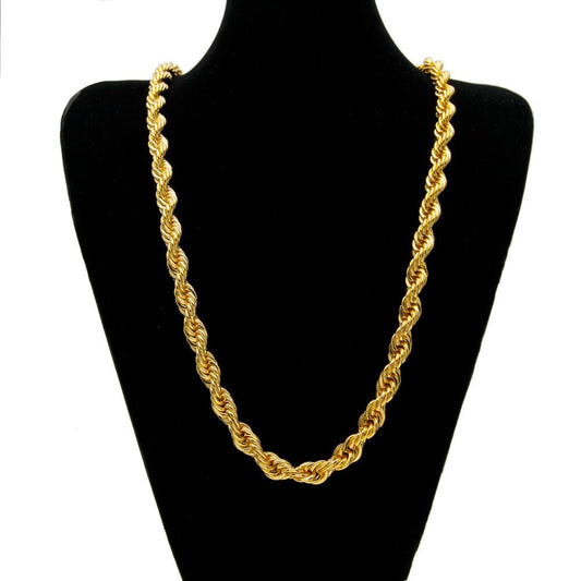 Men's Hip-Hop Gold-Plated Necklace, 1cm Twist Rope Chain, High Fashion Sense - MANDOTOS INTERNATIONAL