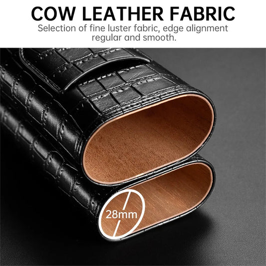 Men's Portable Cigar Case - 3 Cigars PU Leather Cutter Travel Box - MANDOTOS INTERNATIONAL