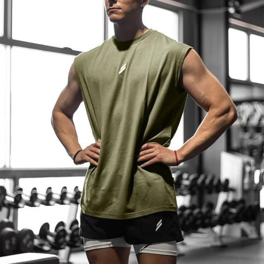 Men's quick-drying sleeveless fitness shirt by MANDOTOS INTERNATIONAL, summer mesh basketball tank top, lightweight and breathable.