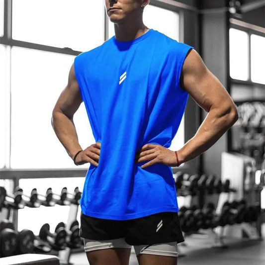 Men's quick-drying sleeveless fitness shirt by MANDOTOS INTERNATIONAL, summer mesh basketball tank top, lightweight and breathable.