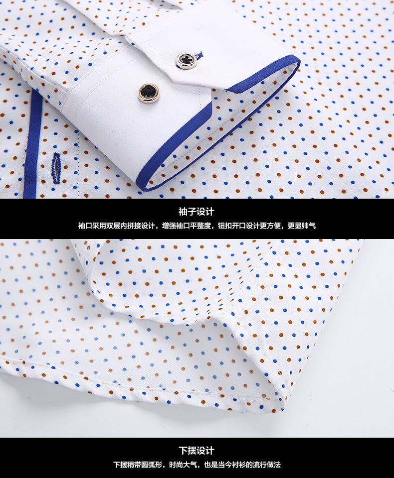 Men's Slim-Fit Business Printed Long-Sleeve Shirt - MANDOTOS INTERNATIONAL
