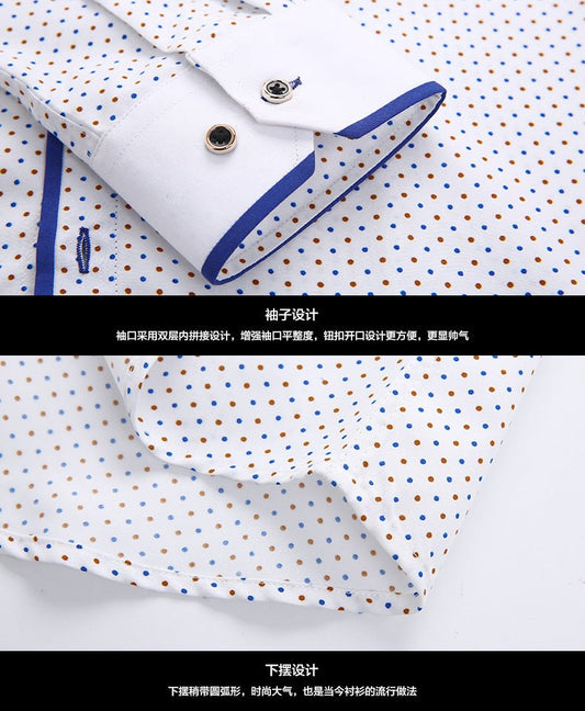 Men's Slim-Fit Business Printed Long-Sleeve Shirt - MANDOTOS INTERNATIONAL