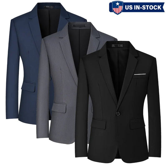 Men's slim fit travel blazer by MANDOTOS INTERNATIONAL, lightweight suit jacket with tailored design and versatile style.