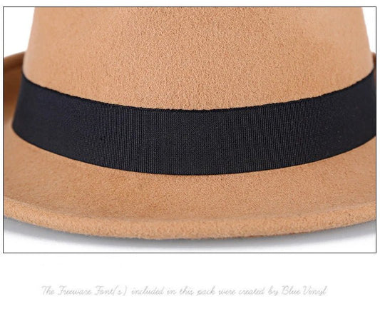Men Winter Thick Warm Felt Fedora Hats Wool Gentleman Jazz Cap Homburg Male Classical Narrow Brim Top Hat - MANDOTOS INTERNATIONAL