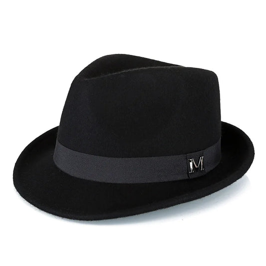 Men Winter Thick Warm Felt Fedora Hats Wool Gentleman Jazz Cap Homburg Male Classical Narrow Brim Top Hat - MANDOTOS INTERNATIONAL