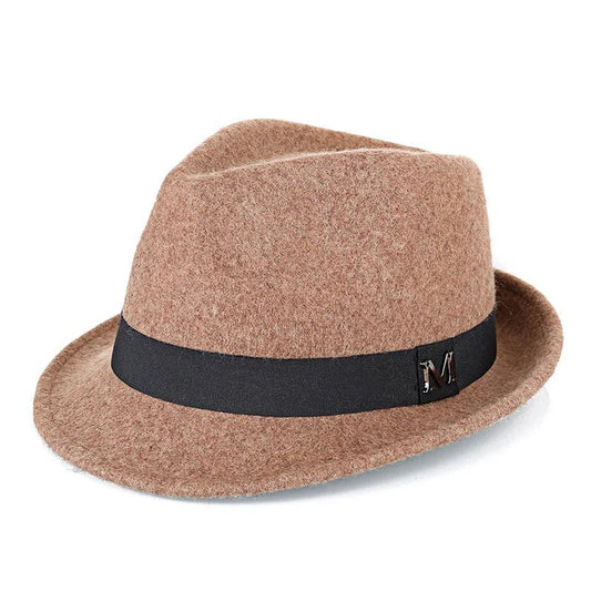 Men Winter Thick Warm Felt Fedora Hats Wool Gentleman Jazz Cap Homburg Male Classical Narrow Brim Top Hat - MANDOTOS INTERNATIONAL