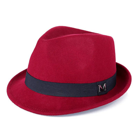 Men Winter Thick Warm Felt Fedora Hats Wool Gentleman Jazz Cap Homburg Male Classical Narrow Brim Top Hat - MANDOTOS INTERNATIONAL