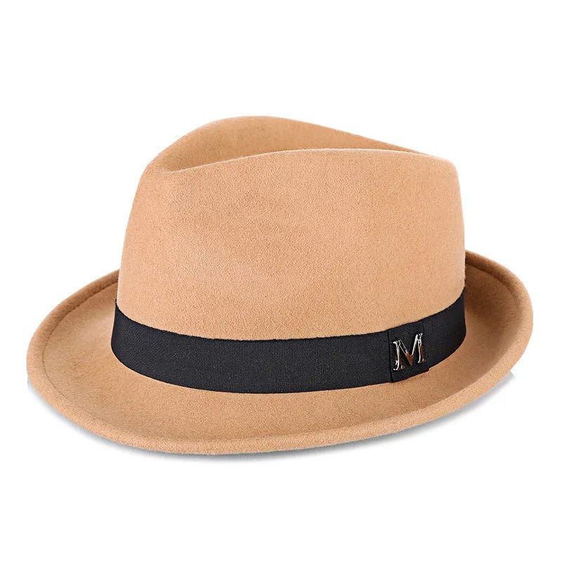 Men Winter Thick Warm Felt Fedora Hats Wool Gentleman Jazz Cap Homburg Male Classical Narrow Brim Top Hat - MANDOTOS INTERNATIONAL