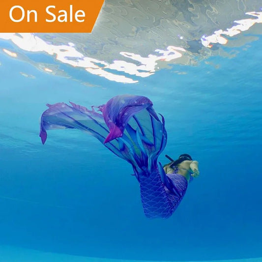 Mandotos International mermaid skin tail costume swimsuit featuring quick-dry material, perfect for swimming and costume wear.