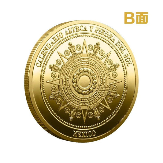 Mexican Maya Calendar and Aztec Commemorative Coins Set by MANDOTOS INTERNATIONAL, featuring intricate designs and historical motifs.