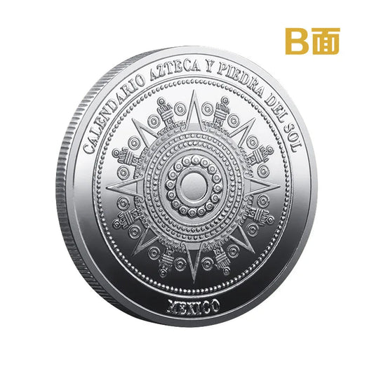 Mexican Maya Calendar and Aztec Commemorative Coins Set by MANDOTOS INTERNATIONAL, featuring ancient calendar and traditional coins.