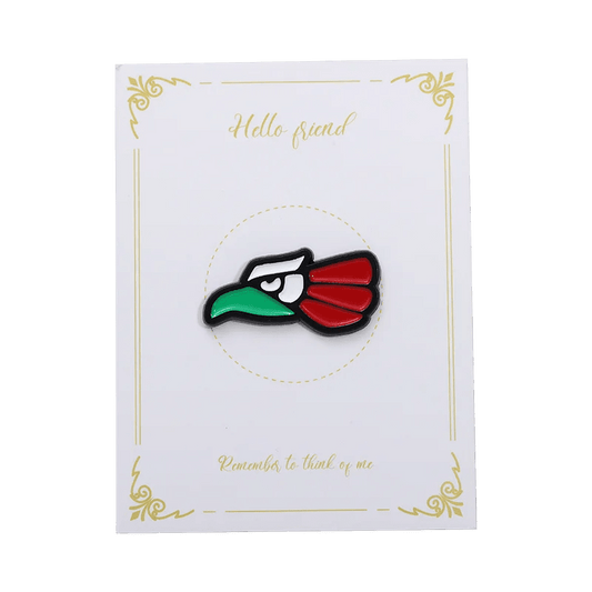 Mexico flag hat pin by MANDOTOS INTERNATIONAL, a retro enamel badge with metal design, ideal for baseball caps and decorative jewelry.
