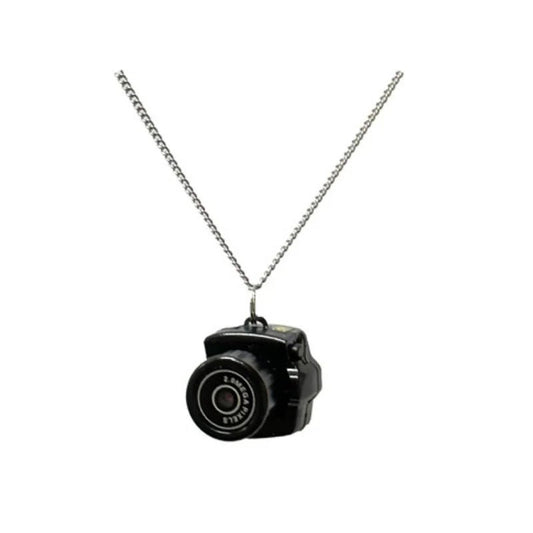 Miniature necklace camera by MANDOTOS INTERNATIONAL for kids, ideal for recording life, travel, and vlogs with discreet design.