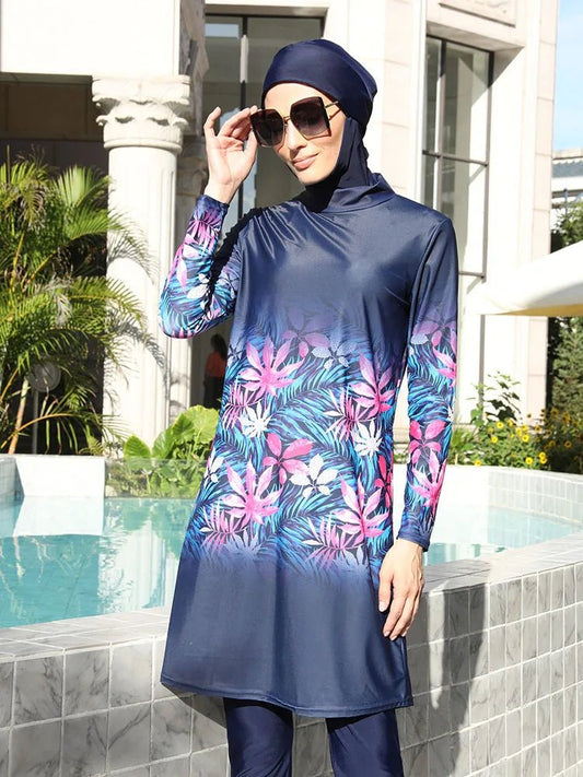 Mandotos International modest coverage Muslim burkini featuring full-coverage swimwear for middle-aged women, stylish and functional.