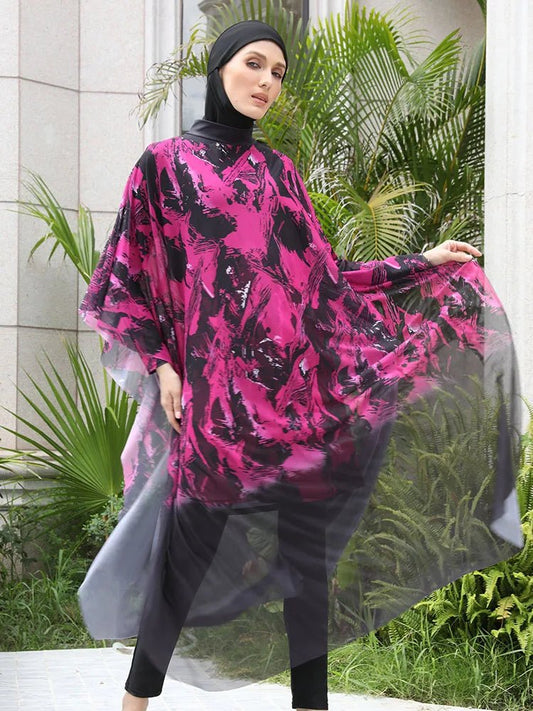 Mandotos International modest coverage Muslim burkini with full-body design and stylish, functional swimwear for middle-aged women.