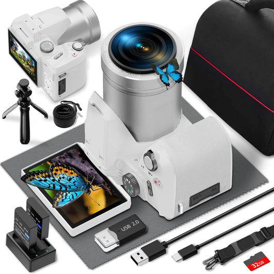 Mandotos International Monitech 64MP 4K Vlogging Pro Camera Kit with 3-inch flip screen for high-quality video recording