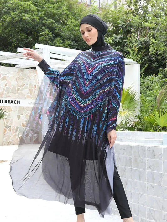 Mandotos International Motive Force middle age beach style swimsuit, summer 2026 release, featuring a vibrant design for beachwear.