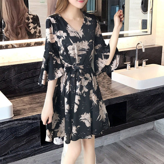 New floral dress women's summer dress summer 2019 new women's fashion student Korean style slimming fashion fashion - Mandotos International