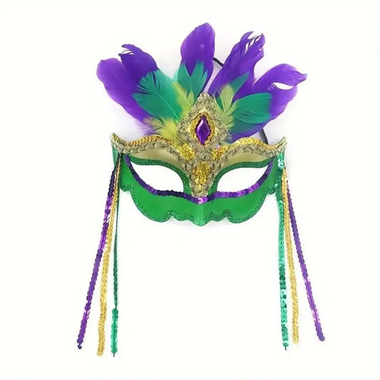 Mandotos International peacock feather masquerade mask with hollow design, plastic Carnival mask for nightclub parties and Venetian events.