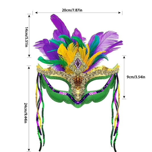 Mandotos International peacock feather headpiece for women's Halloween, Mardi Gras, carnival, and cosplay costumes.