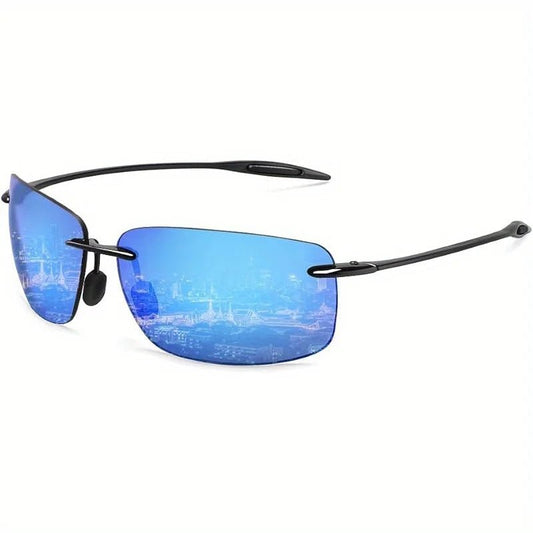 Mandotos International polarized sunglasses for men and women with rimless TR90 frame, lightweight and durable for outdoor sports.