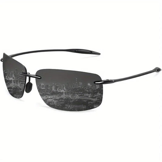 Mandotos international polarized sunglasses for men and women with rimless TR90 frame, lightweight, durable, ideal for running and fishing.