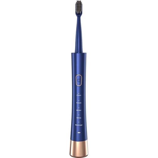 Portable electric toothbrush set by MANDOTOS INTERNATIONAL with rechargeable oral cleaner for adults and kids, compact and travel-friendly.