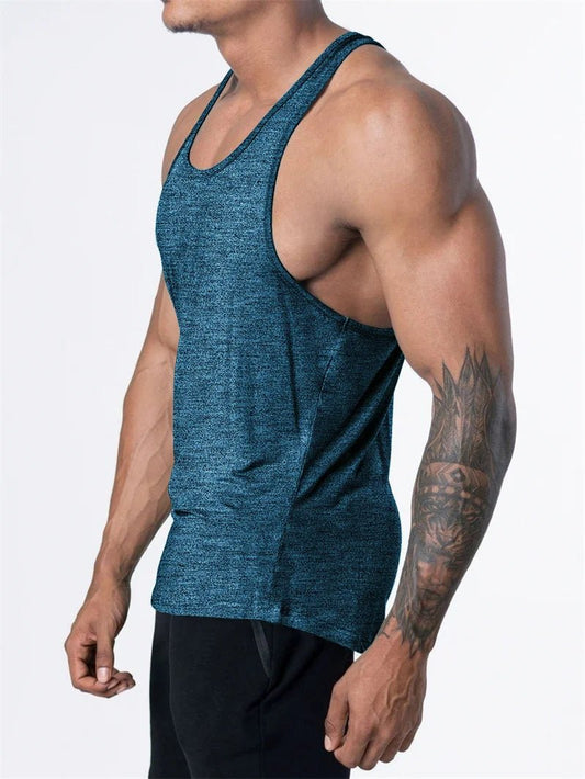 Mandotos International men's quick-dry sports tank top for gym, running, and basketball, made of lightweight, breathable fabric.