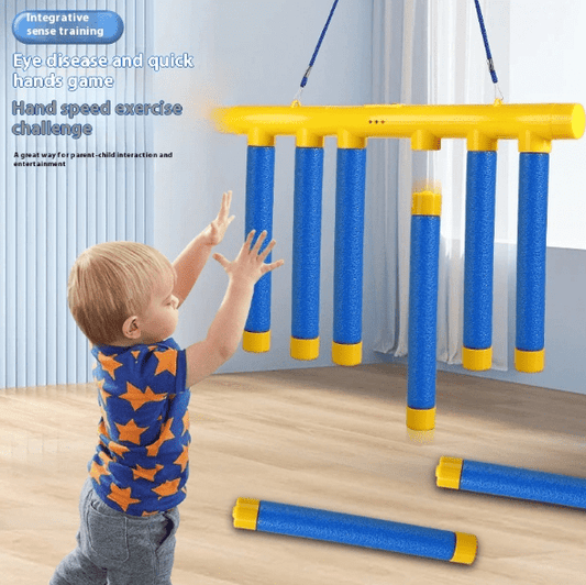 Mandotos International Reflex Enhancer for hand-eye coordination, showing a colorful training tool with multiple moving parts.