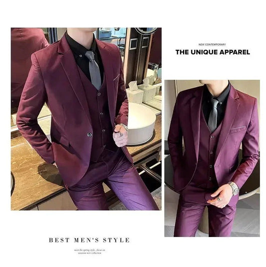 Mandotos International men's formal dress suit with blazer, vest, and pants in size 6XL, stylish business and banquet attire.