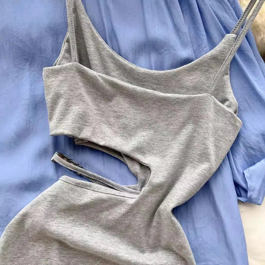 Mandotos International sexy split design sunscreen dress set for women, lightweight and stylish summer outfit with slit details.