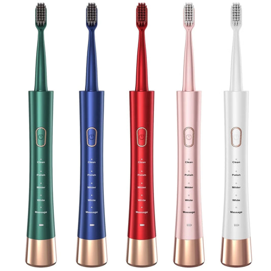Mandotos International Sonic Bamboo Toothbrush Sanitizer and rechargeable travel electric toothbrush for adults, with sleek bamboo design.