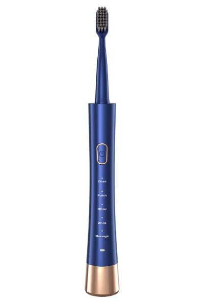 Mandotos International Sonic Bamboo Toothbrush Sanitizer with rechargeable travel electric toothbrush for adults, shown in a travel case.