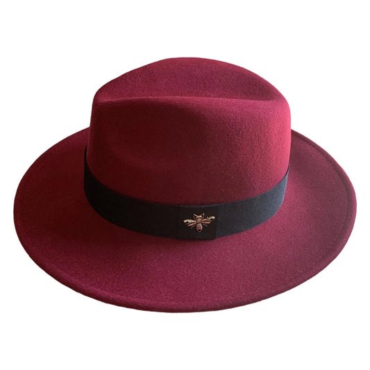 Vintage feather band wool fedora by MANDOTOS INTERNATIONAL, perfect for formal events and weddings, featuring a stylish feather accent.