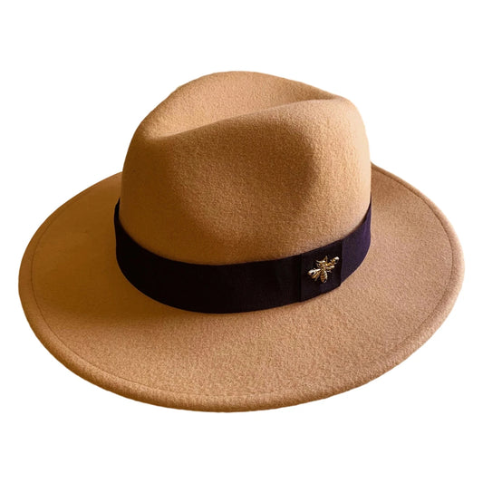 Vintage feather band wool fedora hat by MANDOTOS INTERNATIONAL, ideal for formal events and weddings.