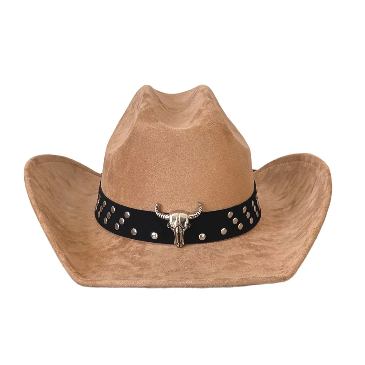 Vintage Unisex Cowboy Hat with Bull Head Bead and Wide Brim Fedora - MANDOTOS INTERNATIONAL