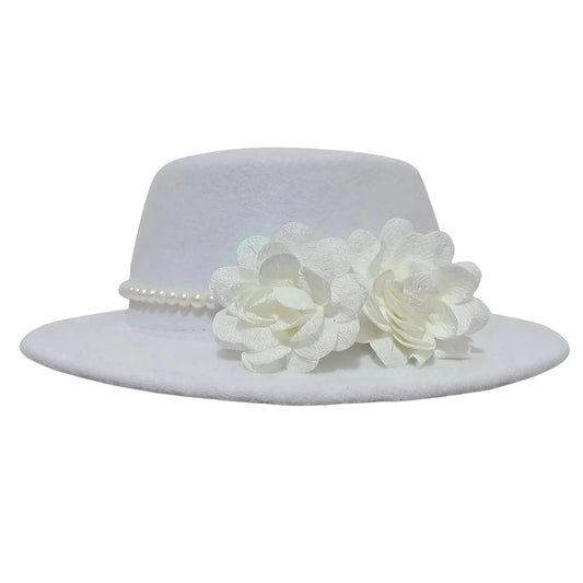 Vintage wool fedora hat with bowknot for women, perfect for weddings and tea parties, elegant derby style by MANDOTOS INTERNATIONAL.