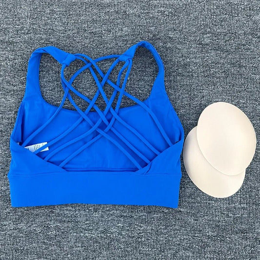 Women's shockproof yoga crop top by MANDOTOS INTERNATIONAL, anti-sweat gym sports bra with supportive fit and breathable fabric.