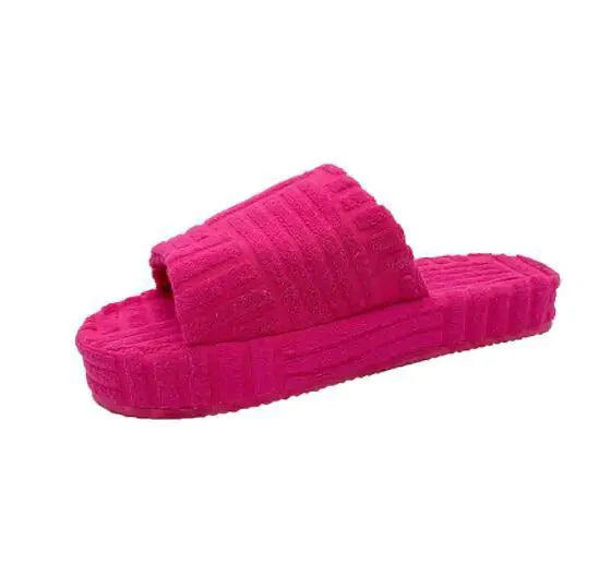 Mandotos ladies' plush slip-on slippers with soft, cozy fabric and non-slip soles, perfect for indoor comfort.