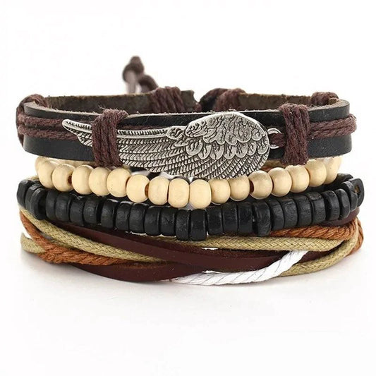 Layered Leather Charm Bracelet - MANDOTOS