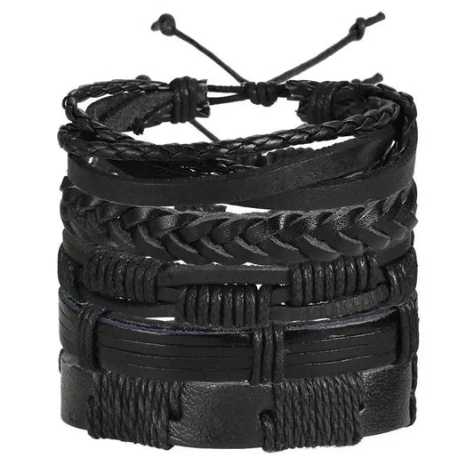 Layered Leather Charm Bracelet - MANDOTOS