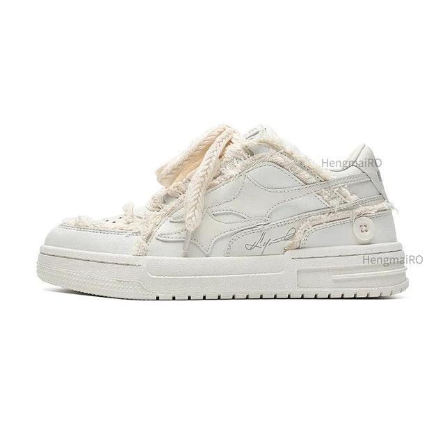 Mandotos leather casual sneakers with white soles, stylish and comfortable footwear for everyday wear.