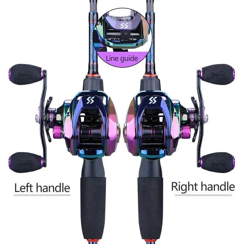 Mandotos MagnaCast precision fishing reel with sleek design and detailed components, ideal for serious anglers.