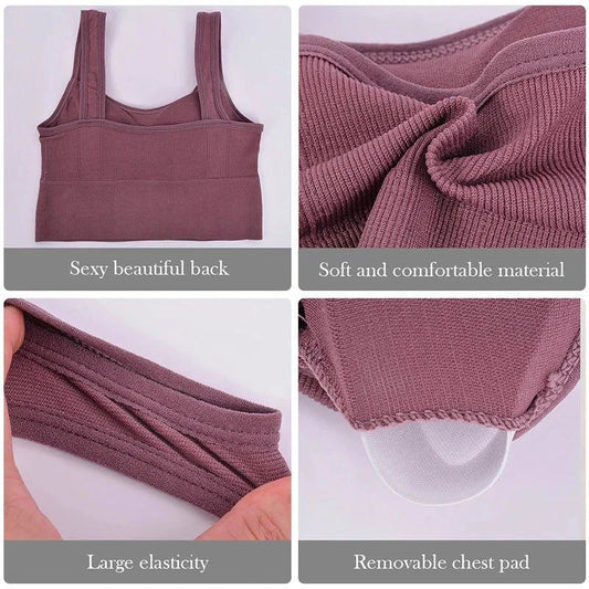 Mandotos Breathable Sports Bra Women Seamless Yoga Top Shockproof Crop Push Up Gym Workout - MANDOTOS